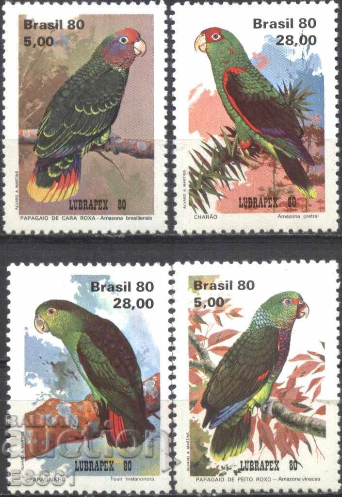 Καθαρές μάρκες Fauna Birds Parrots 1980 από τη Βραζιλία