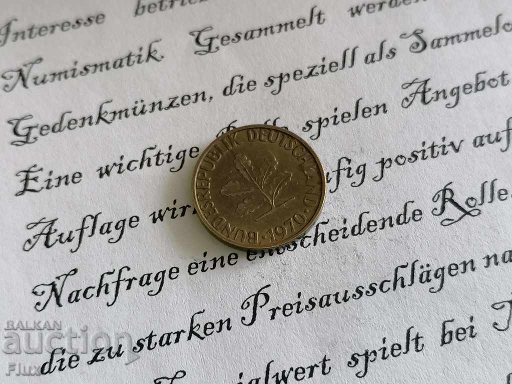 Νόμισμα - Γερμανία - 5 pfennigs 1970; Σειρά F με τιμή 0.90 BGN | € 0.46 Νόμισμα - Γερμανία - 5 pfennigs 1970; Σειρά F με τιμή 0.90 BGN | € 0.46