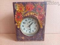 COLLECTIBLE ALARM CLOCK WITH PAINTED BOX 1930s WORKING