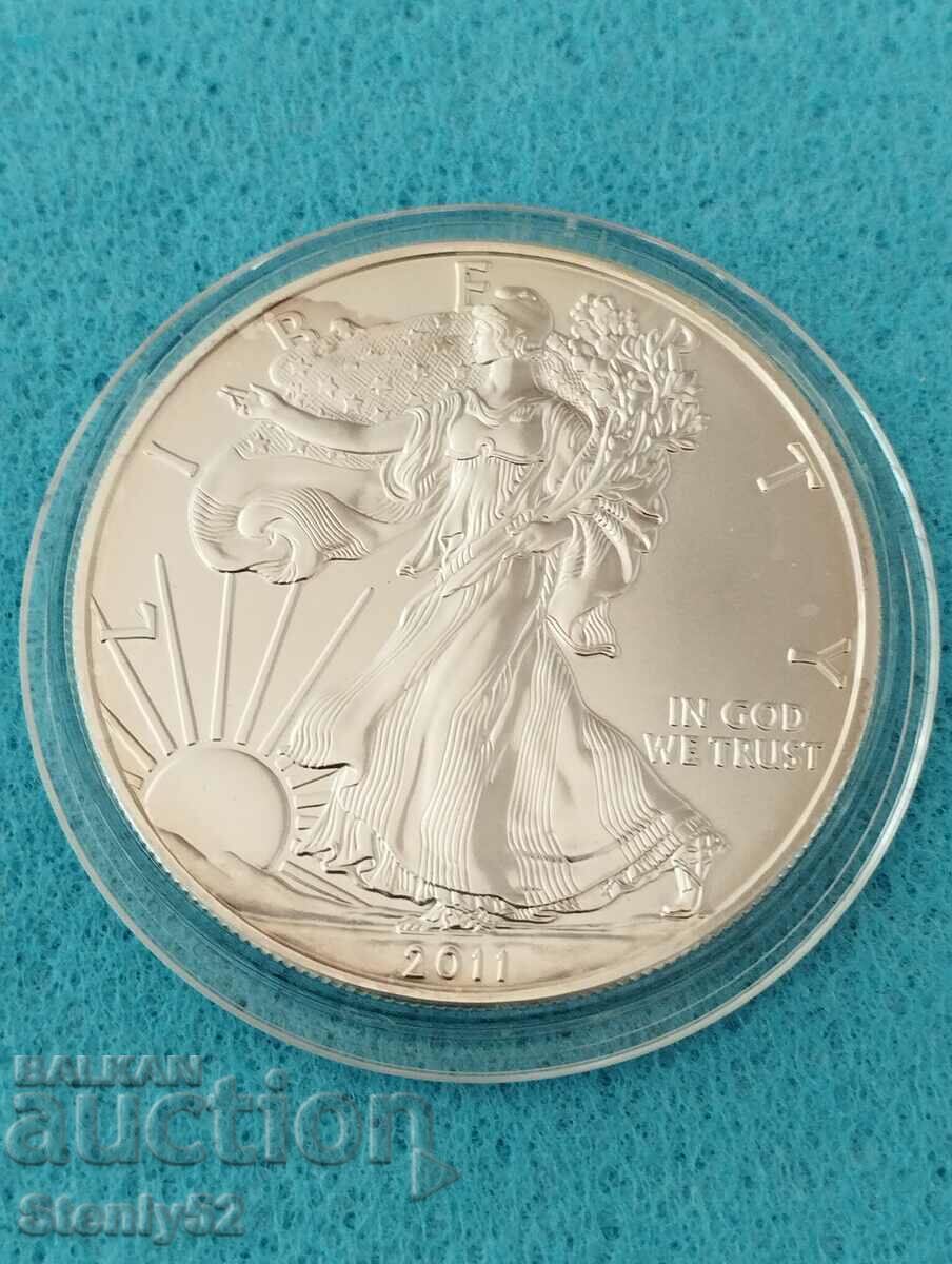 Ασημένιο νόμισμα 1 oz-2011-31,10 g.999 απόδειξη ασημιού