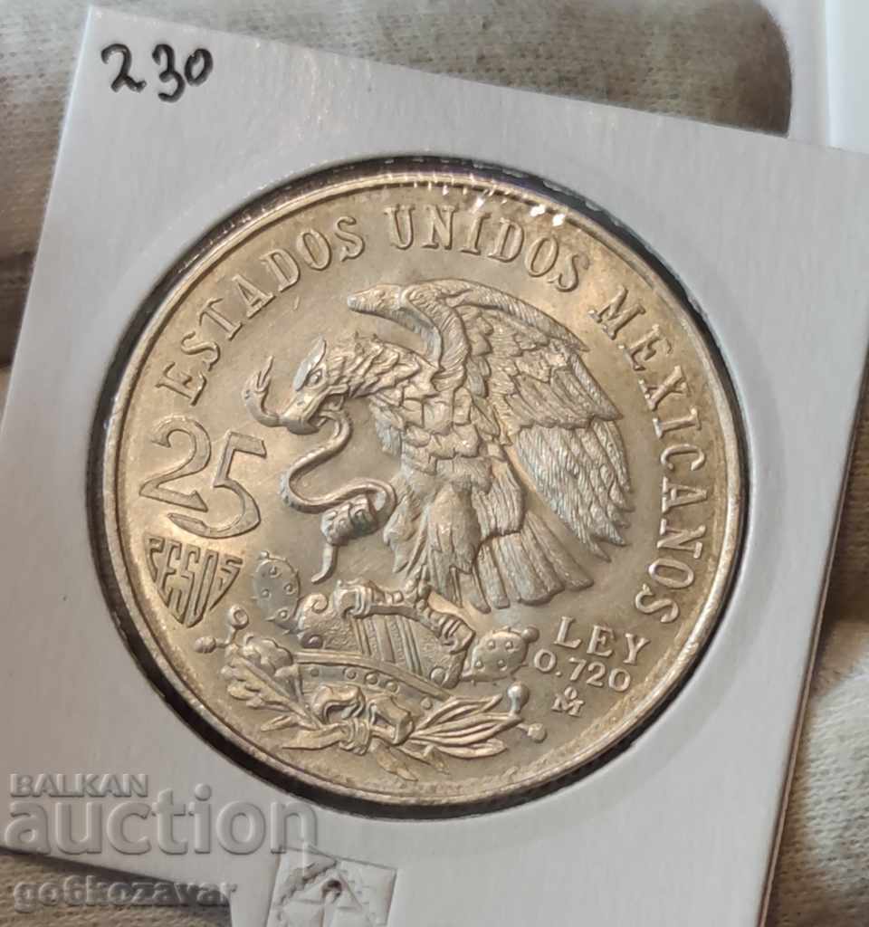 Mexico 25 Pesos 1968 Silver.UNC