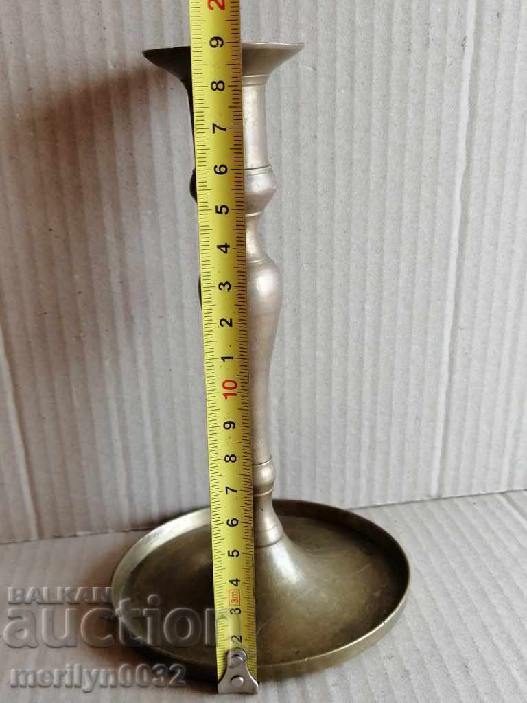 Auction Old brass candlestick, candle, lamp - 19th century Auction Old brass candlestick, candle, lamp - 19th century