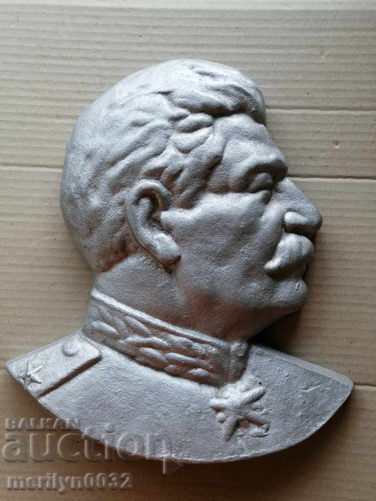 Basorelief din aluminiu al figurii Stalin, plastic, statuetă