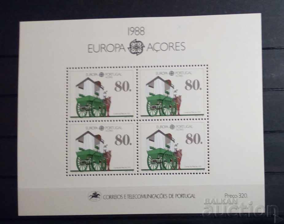 Portugal / Azores 1988 Europe CEPT Horses Block MNH