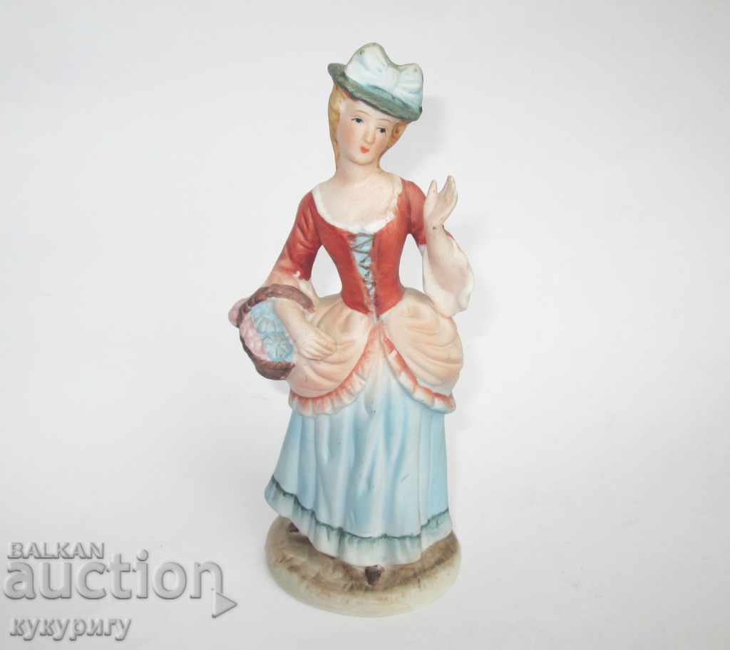 Painted porcelain statuette figure of the Baroque Lady