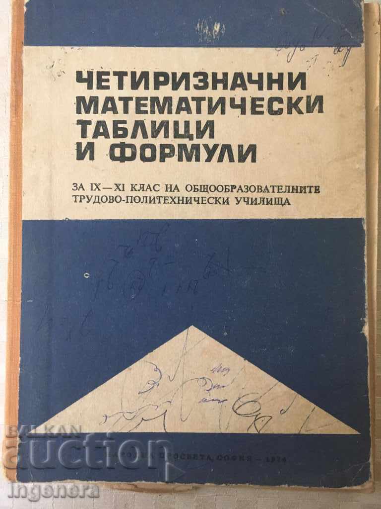 ΜΑΘΗΜΑΤΑ ΠΙΝΑΚΑΣ ΤΕΤΑΡΤΩΝ ΨΗΦΙΑΚΩΝ.1974