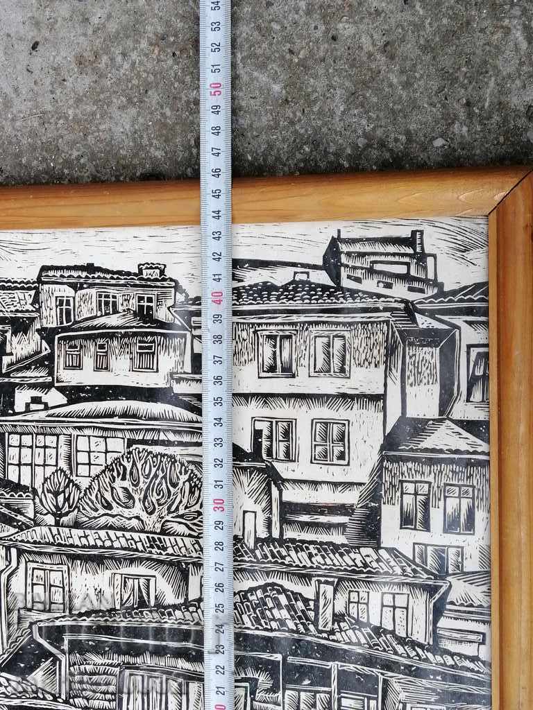 Auction Framed painting Veliko Tarnovo lithograph Auction Framed painting Veliko Tarnovo lithograph