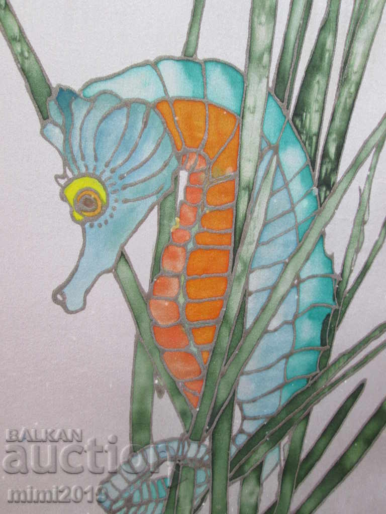 Picture on silk, seahorse with price 25.00 BGN | € 12.78 Picture on silk, seahorse with price 25.00 BGN | € 12.78