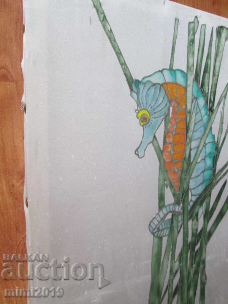 Auction Picture on silk, seahorse Auction Picture on silk, seahorse
