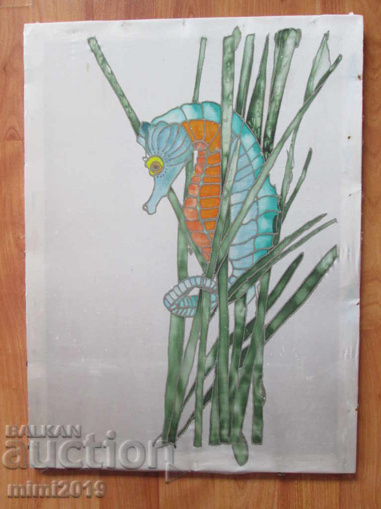 Picture on silk, seahorse