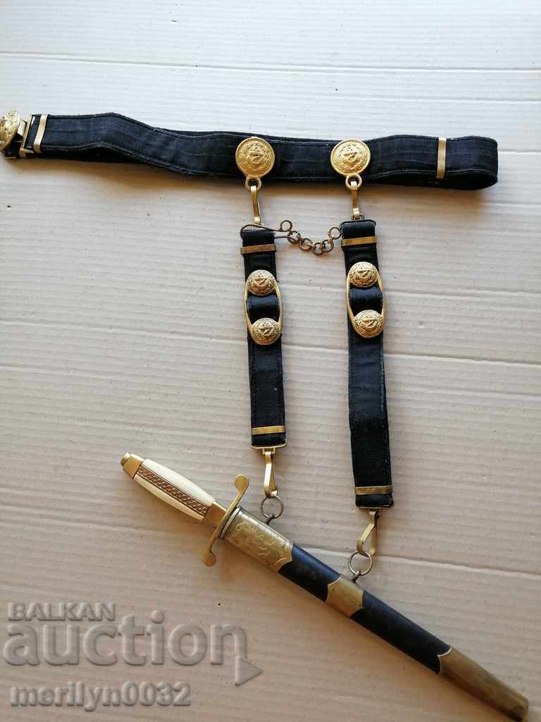 Naval officer cortic belt carriers dagger knife Navy NRB Naval officer cortic belt carriers dagger knife Navy NRB