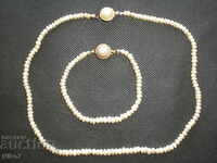 Old pearl set-necklace and bracelet.