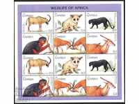 Чисти марки в малък лист Фауна Диви животни 1996 от Гамбия