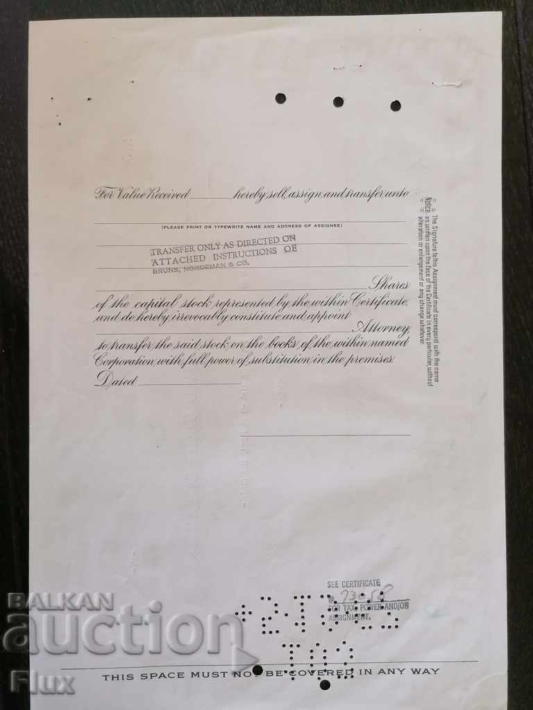 Delivery of Share certificate Rockwell-Standard Corporation | 1961 Delivery of Share certificate Rockwell-Standard Corporation | 1961