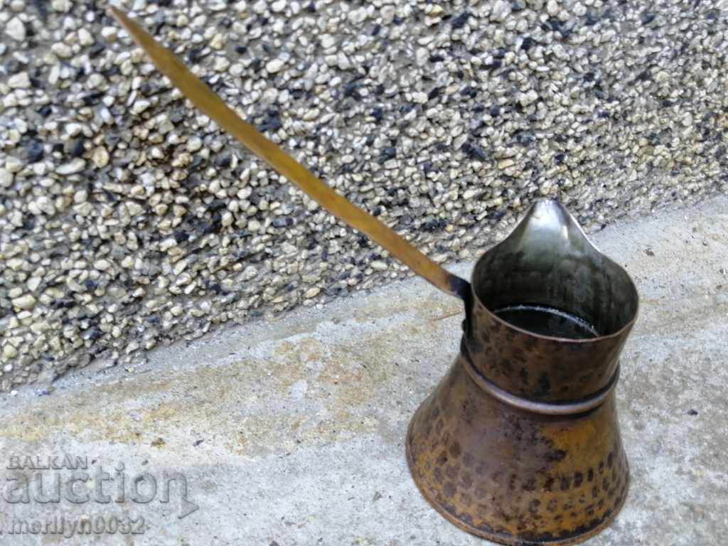 Старо медно калайдисано джезве, кафеник, бакър, меден съд