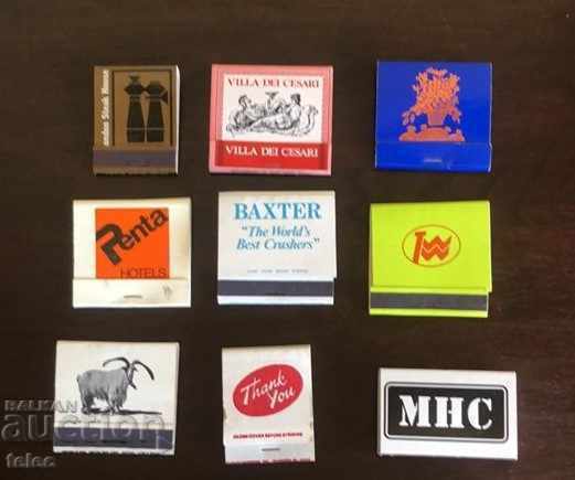 Set of 9 advertising matches from Great Britain