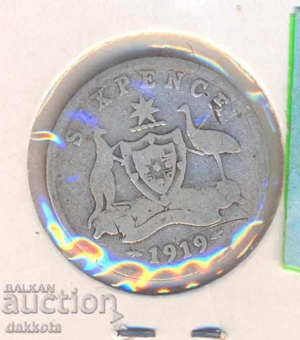 Australia 6 pence 1919, silver