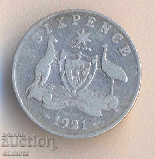 Australia 6 pence 1921, argint