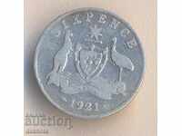 Australia 6 pence 1921, silver