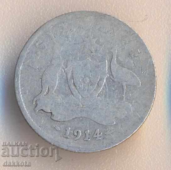 Australia 6 pence 1914, argint