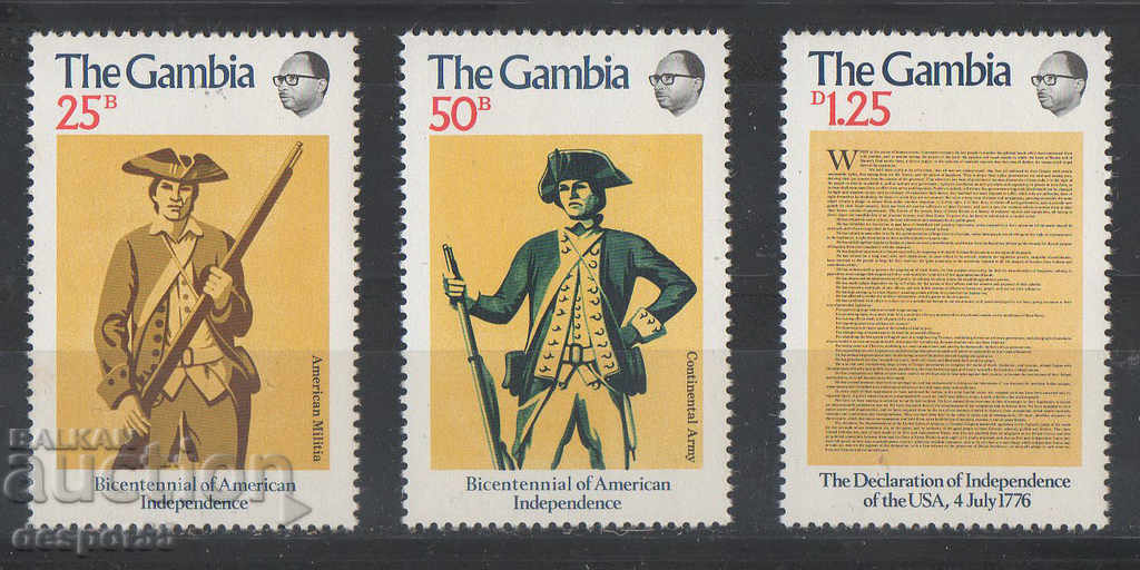 1976. Гамбия. 200 г. от Американската революция + Блок.