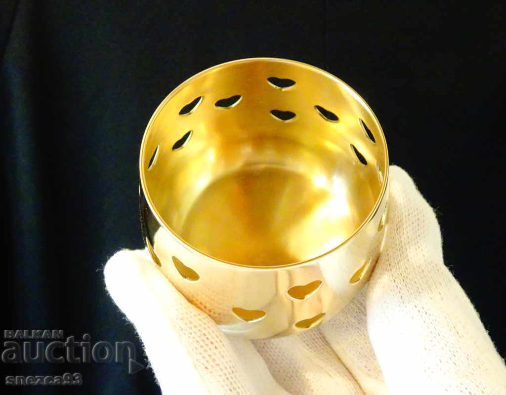 Brass candlestick with openwork hearts. with price 10.00 BGN | € 5.11 Brass candlestick with openwork hearts. with price 10.00 BGN | € 5.11