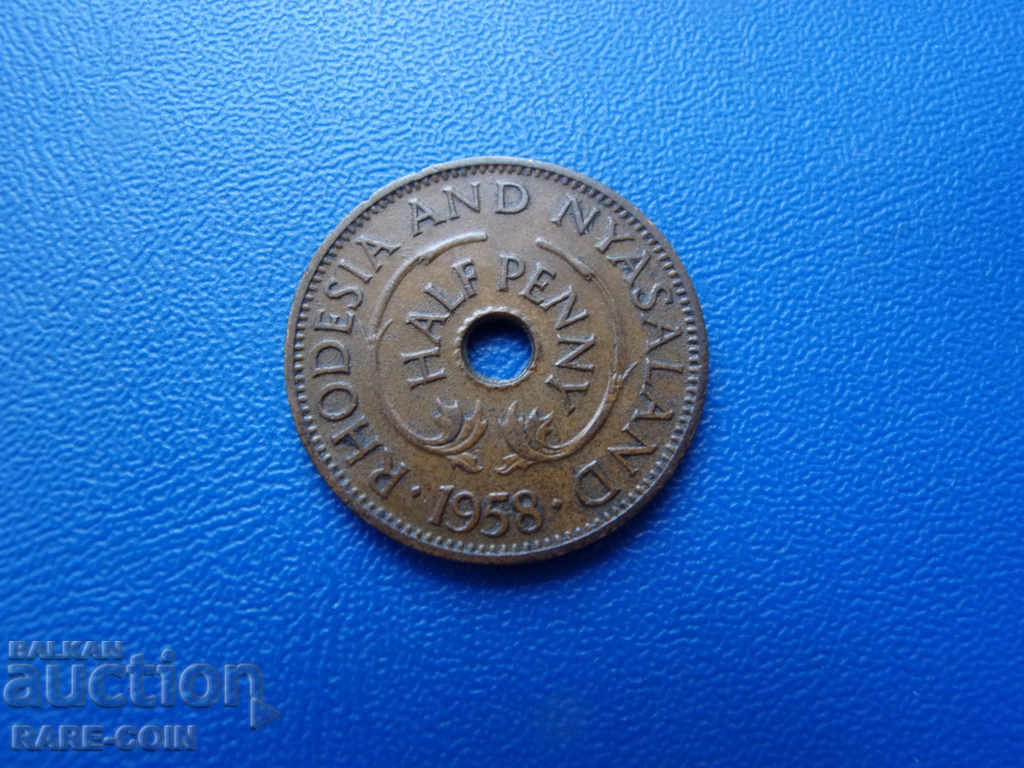 VIII (39) Rhodesia and Nyasaland ½ Penny 1958 with price € 4.09 | 8.00 BGN VIII (39) Rhodesia and Nyasaland ½ Penny 1958 with price € 4.09 | 8.00 BGN