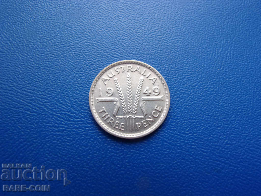 VIII (52) Australia 3 Penny 1949 UNC