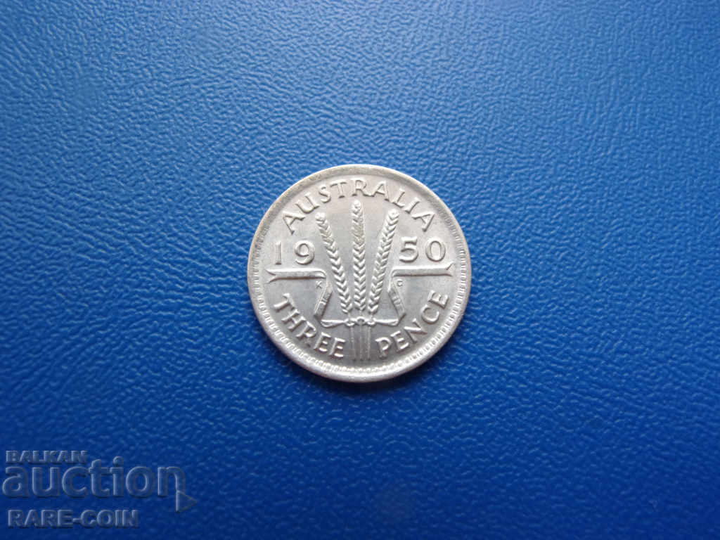 VIII (53) Australia 3 Penny 1950 UNC