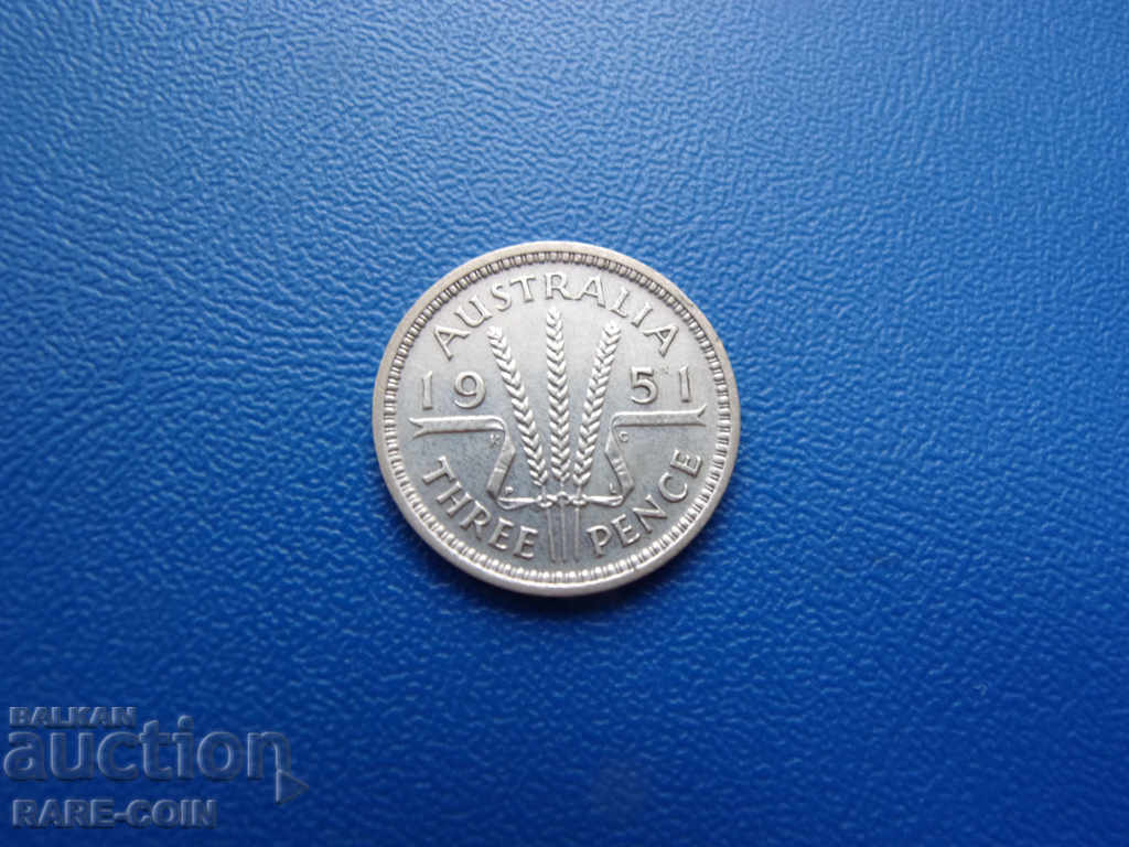 VIII (54) Australia 3 Penny 1951 UNC