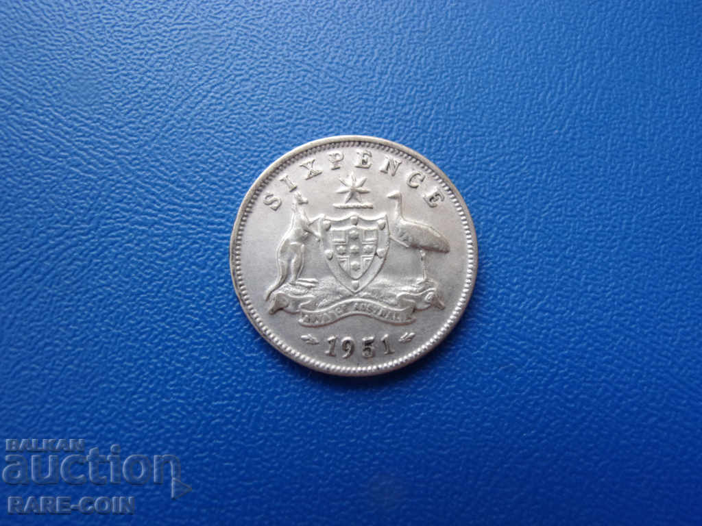VIII (65) Australia 6 Pennies 1951