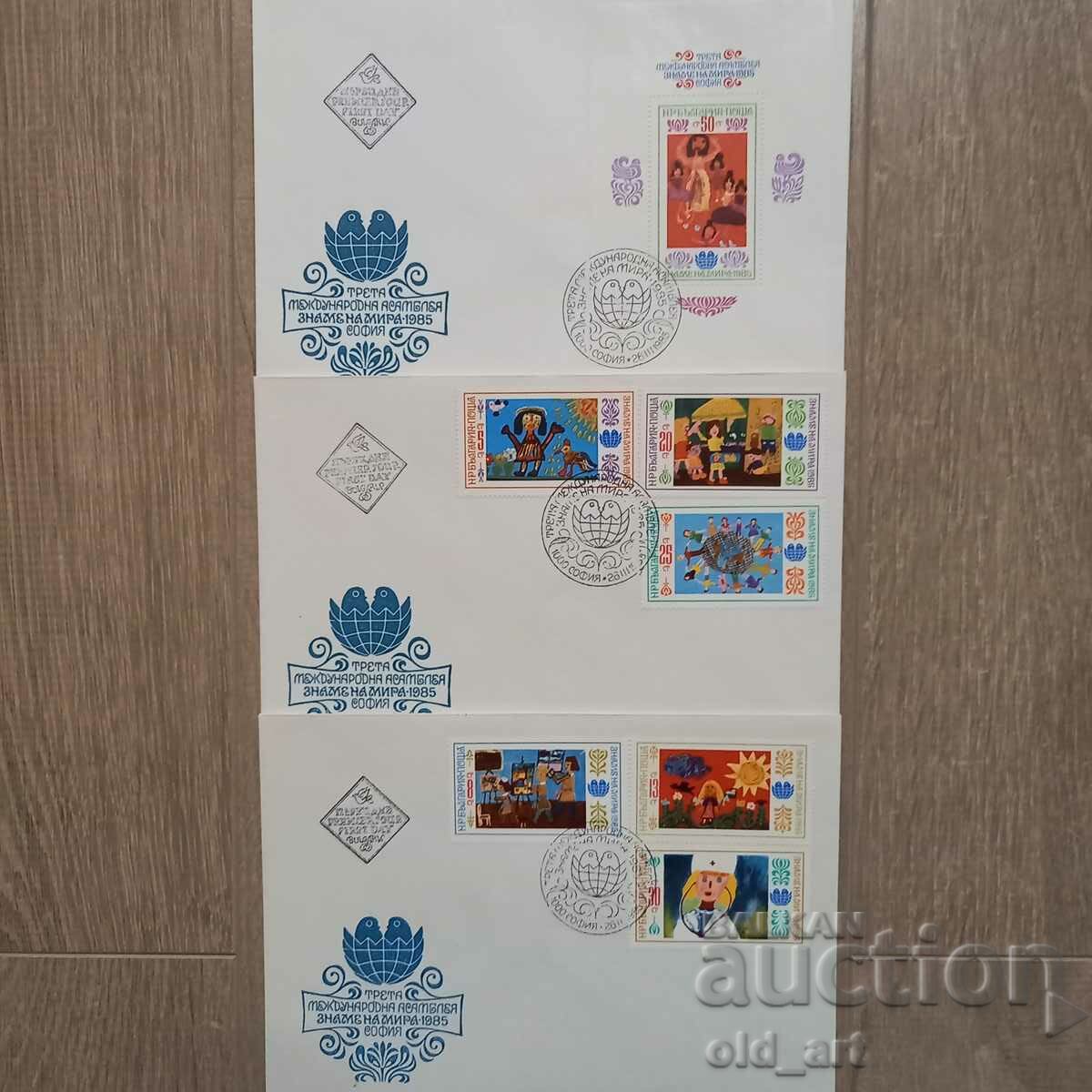 Plicuri de poștă - 3 bucăți, a III-a Adunare Internațională a Steagului Păcii