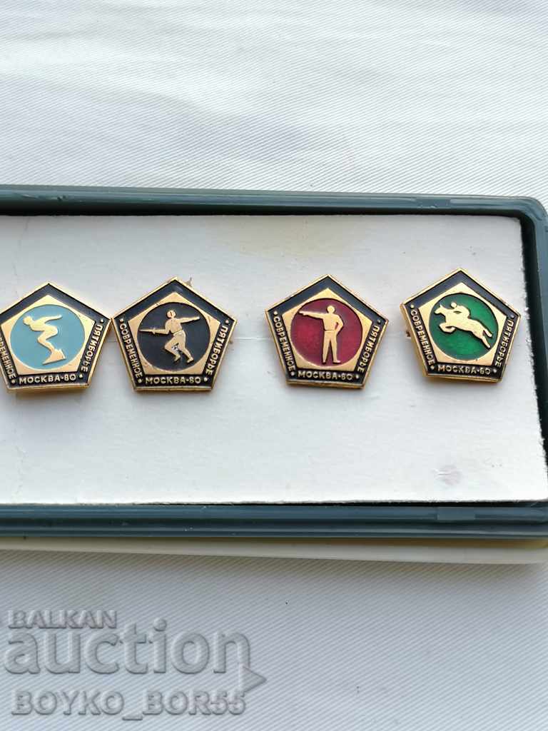 Auction Set of Olympic Badges Modern Pentathlon Moscow 1980 Auction Set of Olympic Badges Modern Pentathlon Moscow 1980