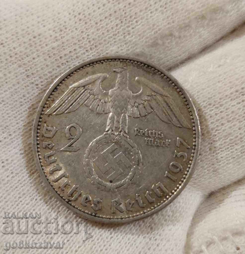 Германия Трети райх! 2 марки 1937г Сребро.