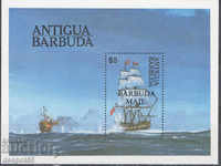 1984. Barbuda. Ships - overprint "BARBUDA MAIL". Block.