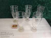 Set 5 glasses min. Century, white wine, engraved, thin crystal