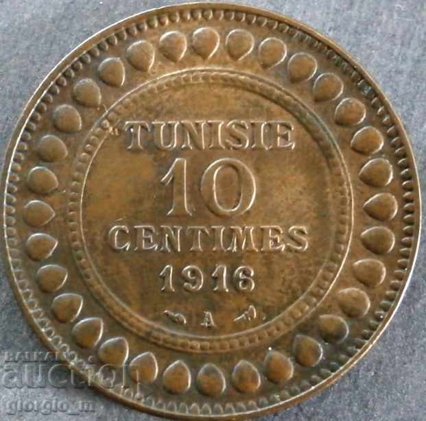 Тунис 10 сантима 1916