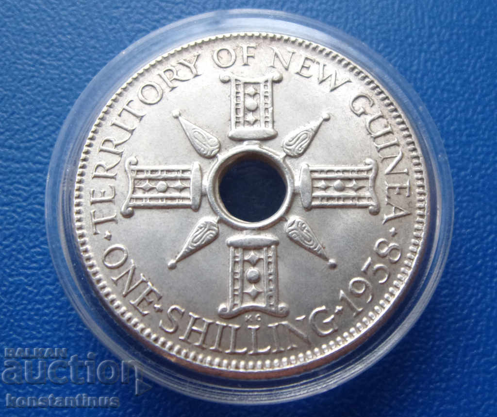 New Guinea 1 Shilling 1938 Silver UNC Rare