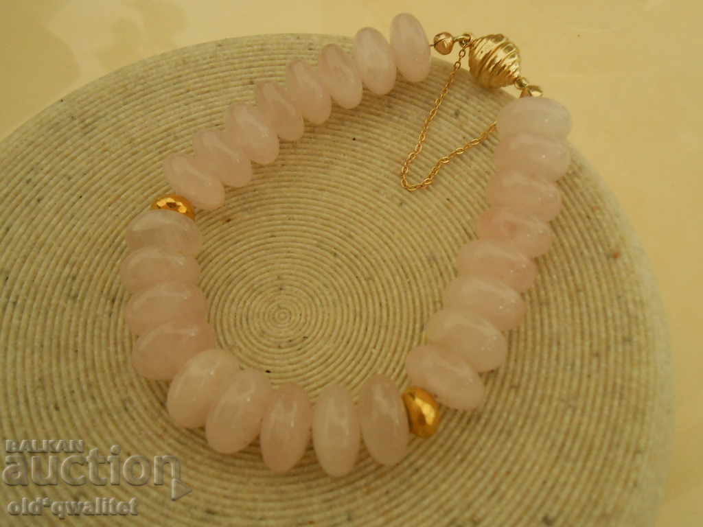 Аукцион Колие и Гривна, Злато 375 и Розов кварц, щемпели налични