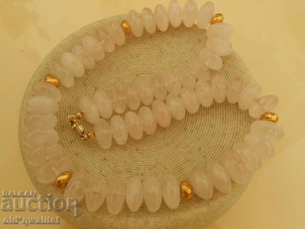 Колие и Гривна, Злато 375 и Розов кварц, щемпели налични - 5