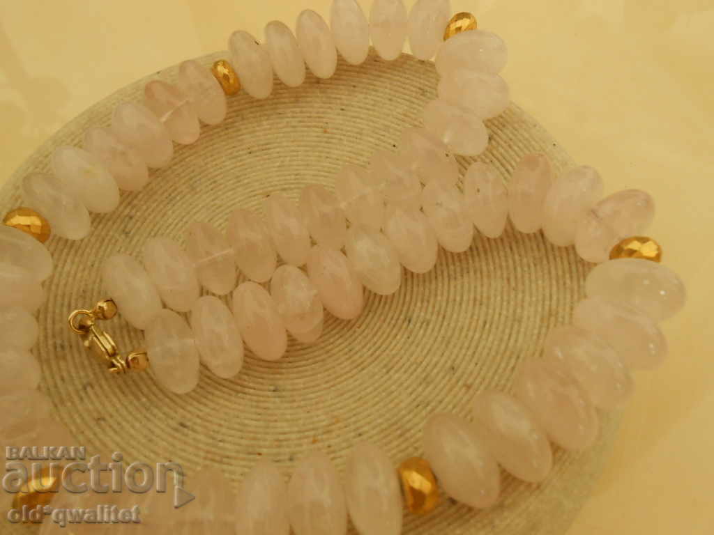 Колие и Гривна, Злато 375 и Розов кварц, щемпели налични - 6