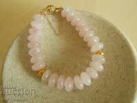 Necklace and Bracelet, 375 Gold and Rose Quartz, stamps available