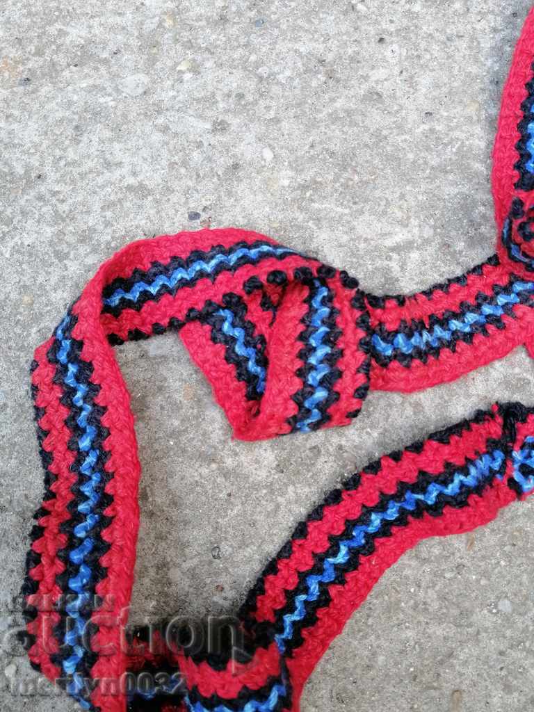 Auction Old hand-knitted belt, belt, buckle, costume 2.60 meters Auction Old hand-knitted belt, belt, buckle, costume 2.60 meters