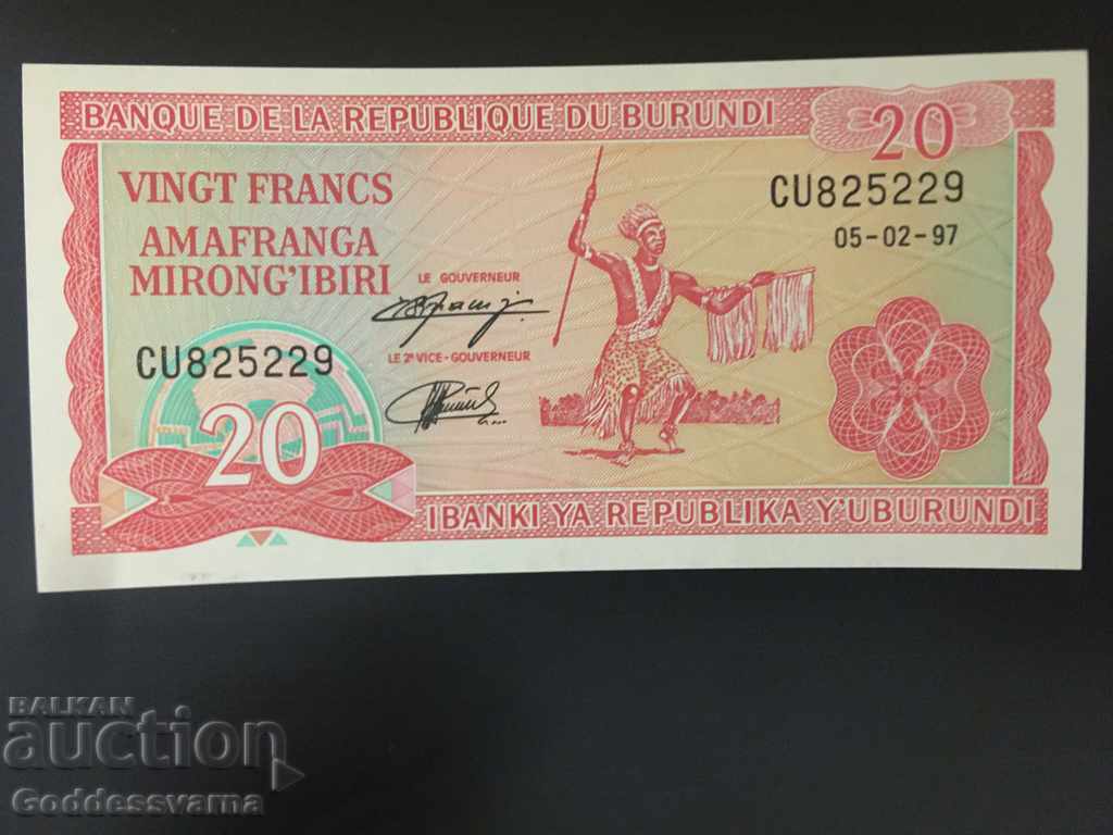 Burundi 20 Francs 1997 Επιλογή 27 Unc Ref 5229