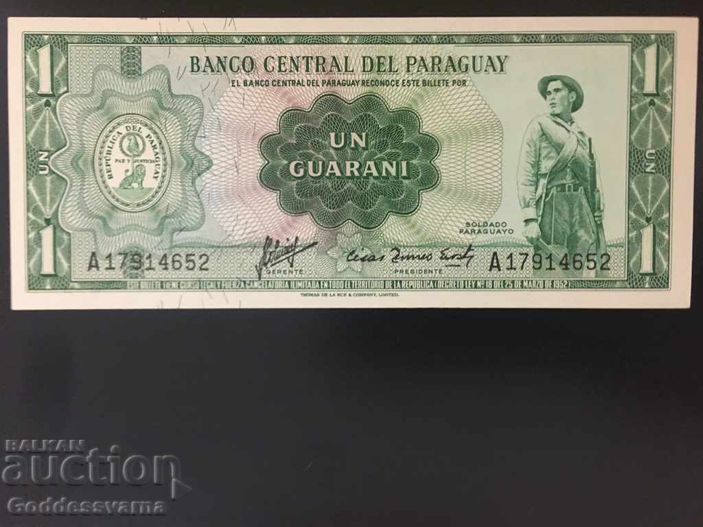 Paraguay 1 Guarani 1952 Pick 193b Ref 4652 Unc