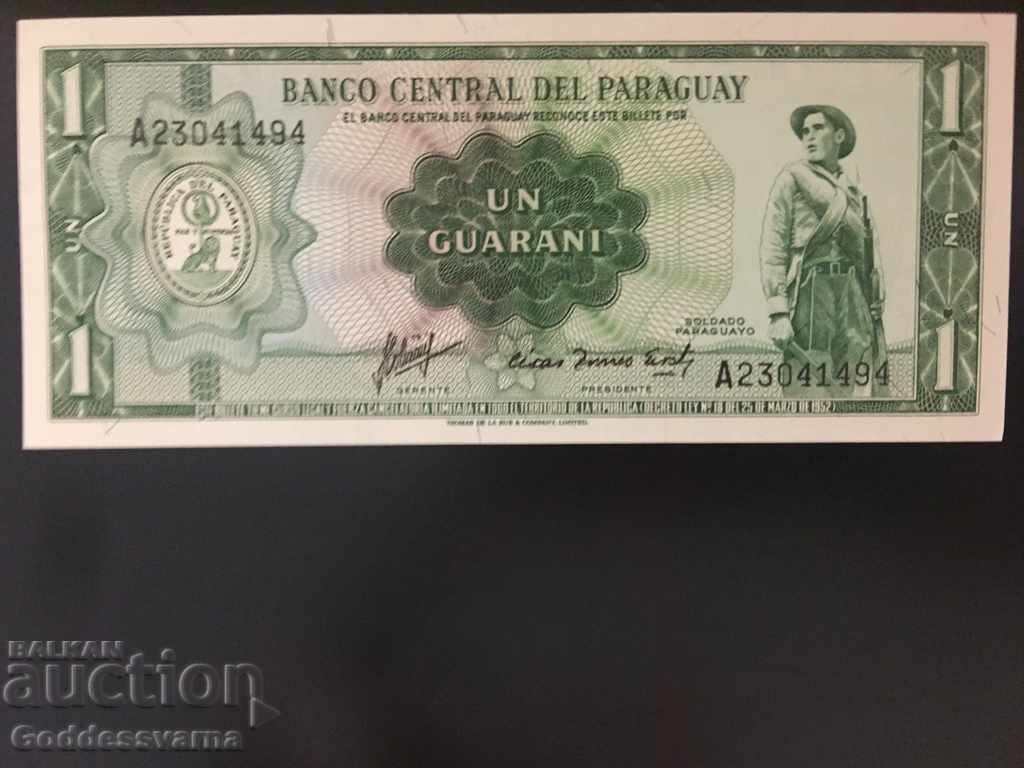 Paraguay 1 Guarani 1952 Pick 193b Ref 1494
