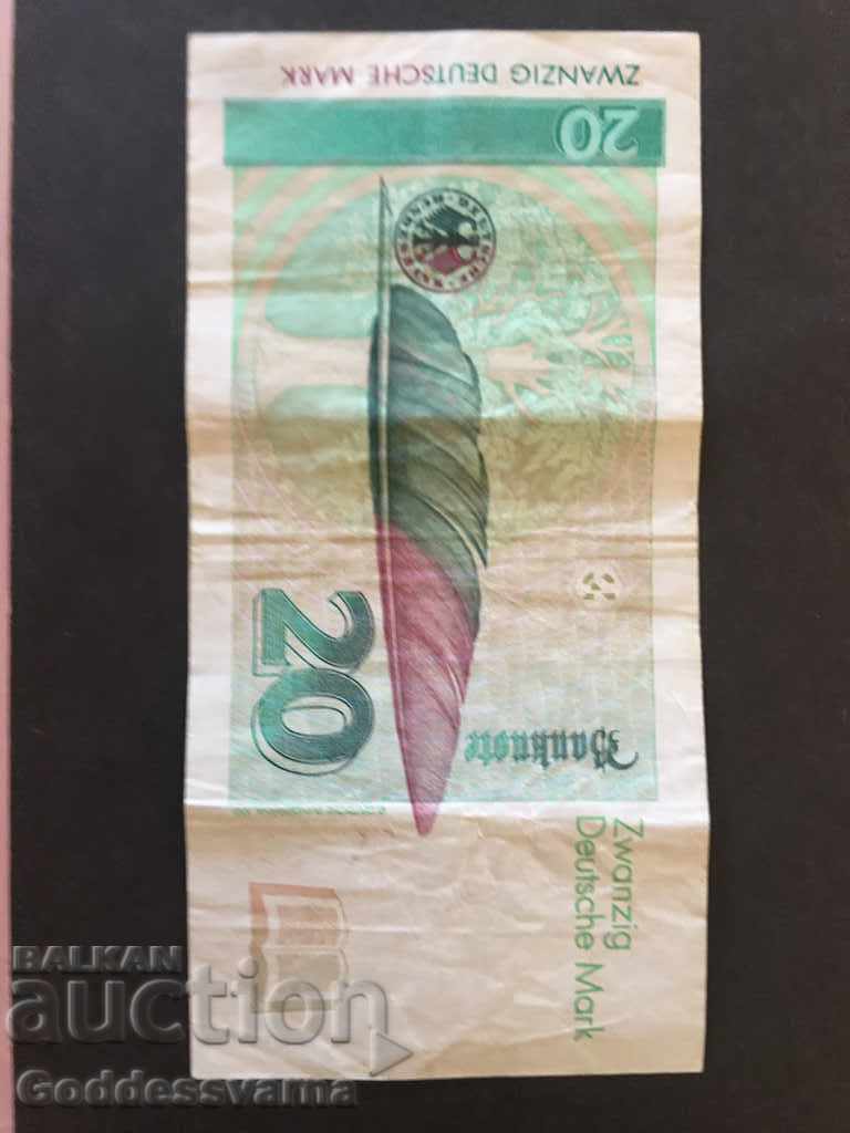 Germany 20 Mark 1993 Pick 39 Ref 61A3 with price 35.00 BGN | € 17.90 Germany 20 Mark 1993 Pick 39 Ref 61A3 with price 35.00 BGN | € 17.90