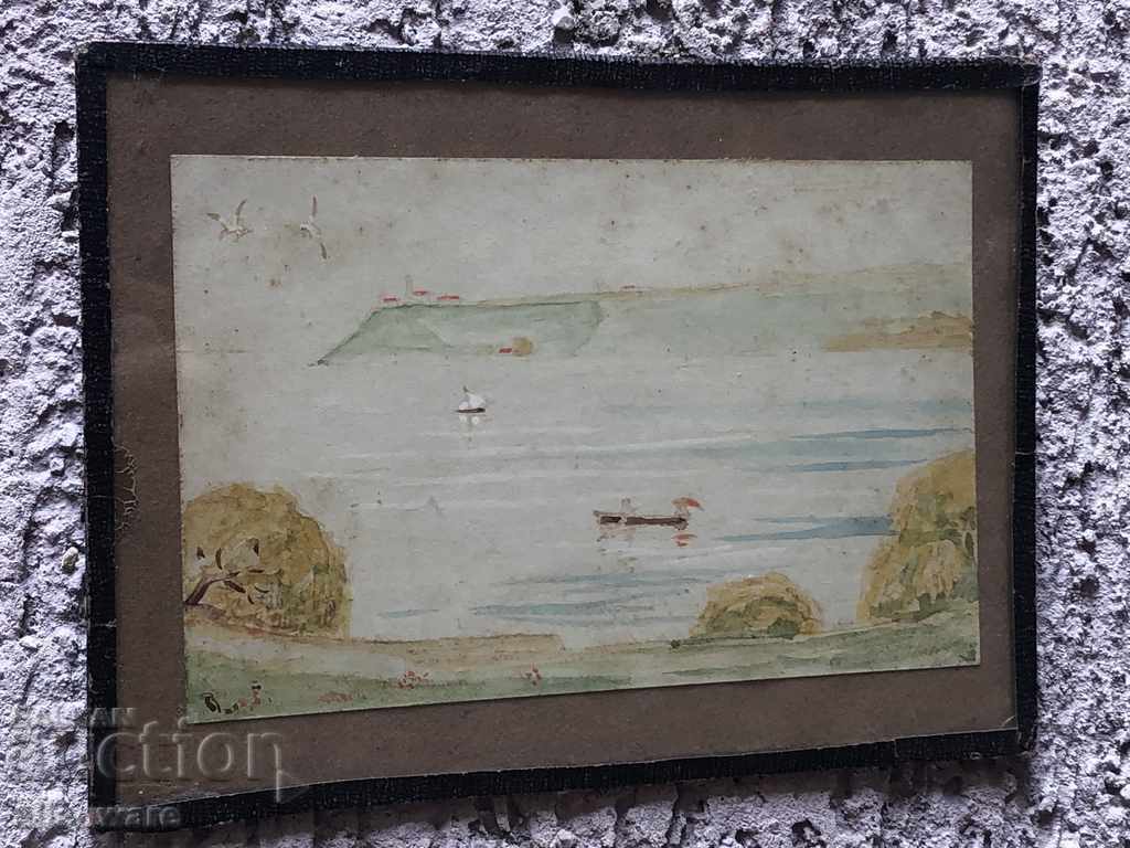 Old small watercolor of Evgeni Djakovic-Varna Bay! with price 75.00 BGN | € 38.35 Old small watercolor of Evgeni Djakovic-Varna Bay! with price 75.00 BGN | € 38.35
