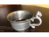 Cană metalică frumoasă cu mâner dragon/zmeu