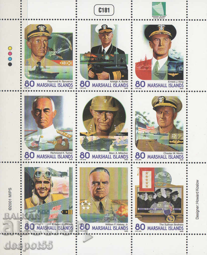 2001. Marshall Islands. Sea heroes from World War II.